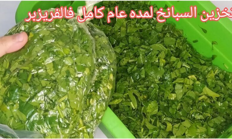 طريقة تخزين السبانخ